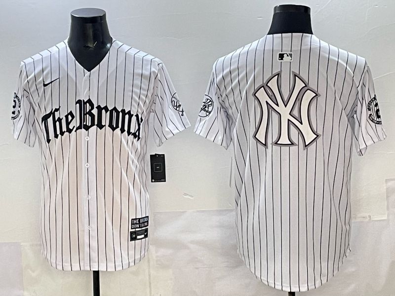 Men 2025 New York Yankees Blank White Stripe Five generations Joint Name Nike MLB Jersey style 026